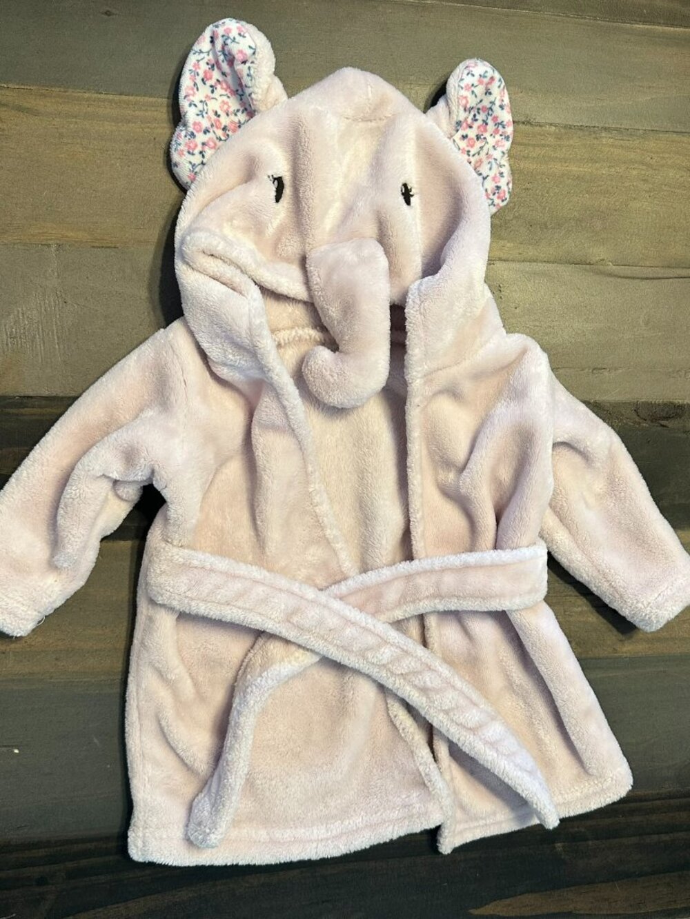 Little Treasure Elephant Bathrobe 0-9M | Plush Hooded Baby Robe